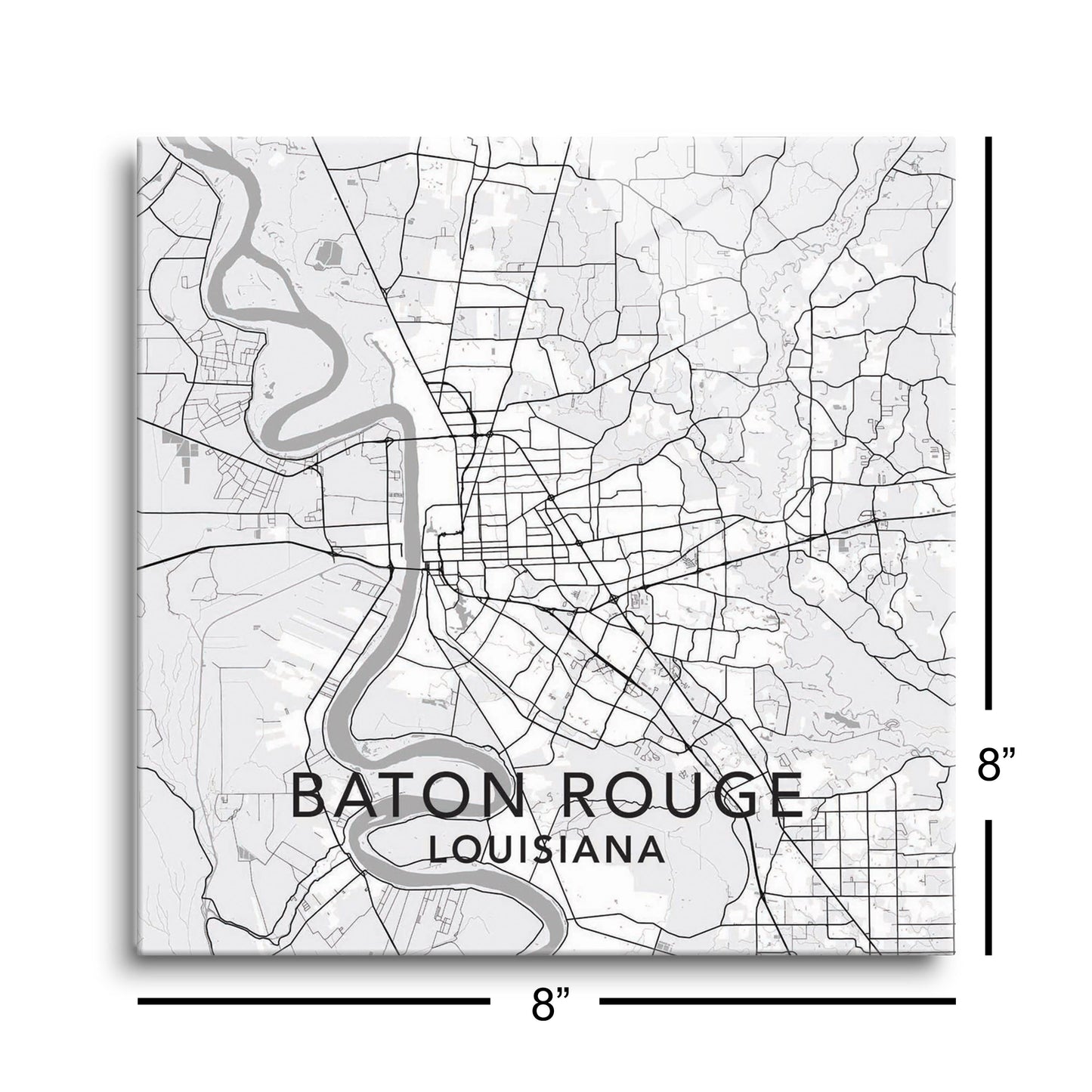 Minimalistic Baton Rouge White Map | Hi-Def Glass Art | Eaches | Min 2