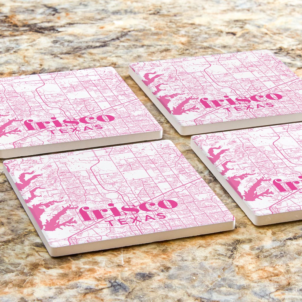 Bright Modern Pink Map Texas Frisco