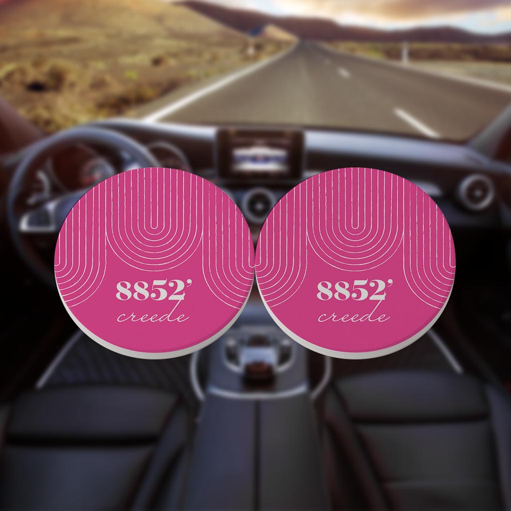 Bright Modern Elevation Pink Colorado Creede | Absorbent Car Coasters | Set of 2 | Min 4