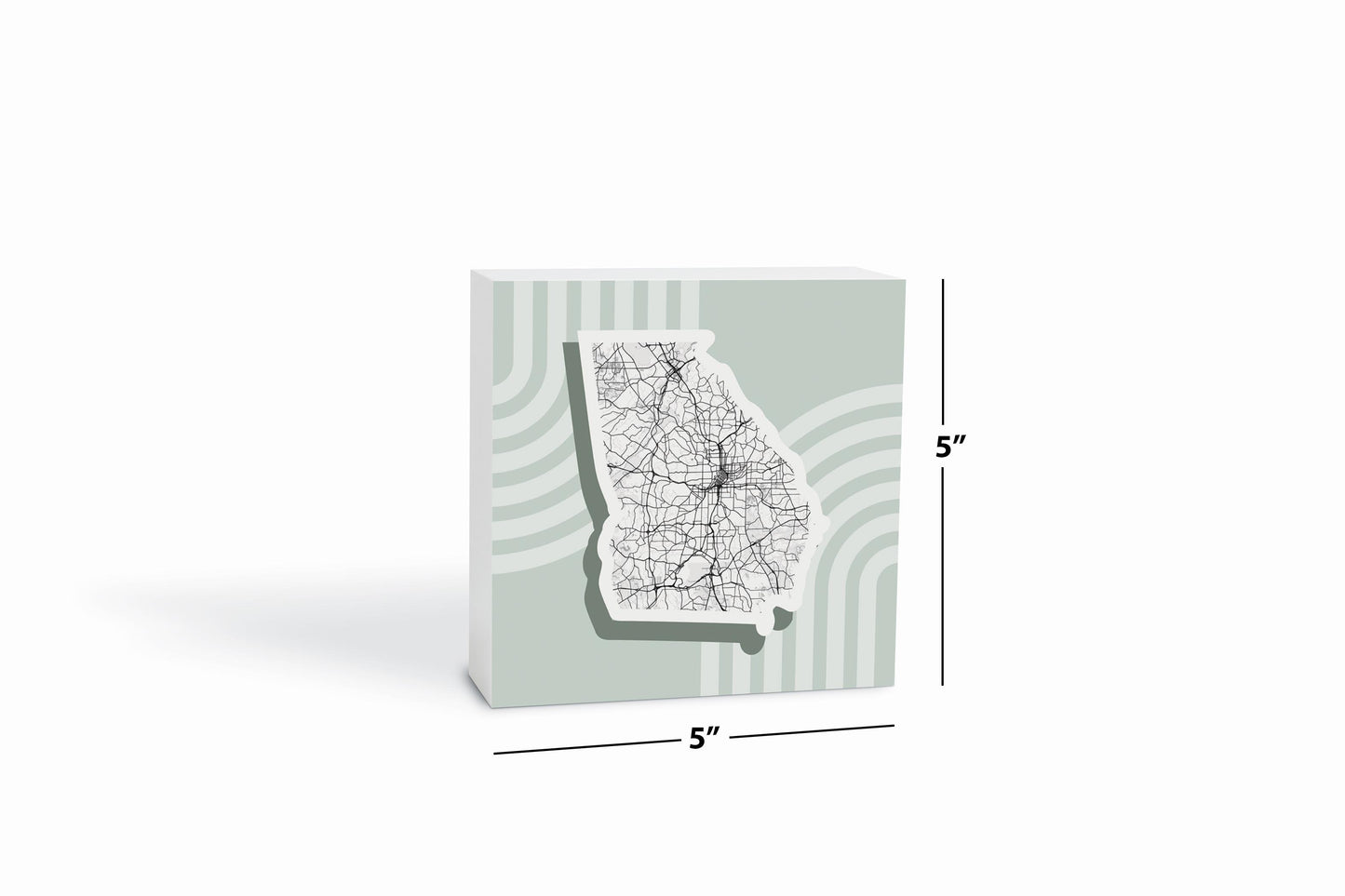 Vintage Groove Light Green Lines Map Georgia Atlanta | Wood Block | Eaches | Min 4