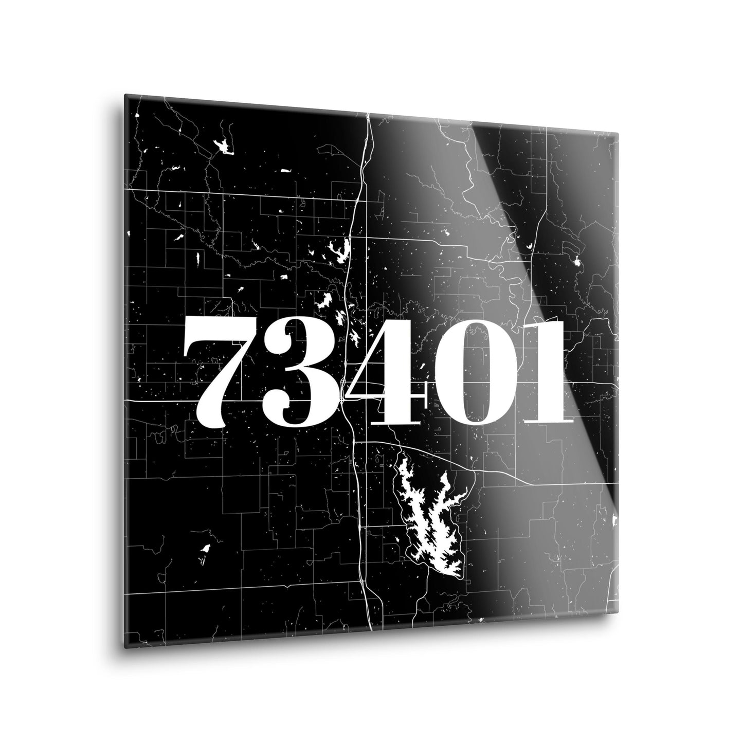 Minimalistic B&W Ardmore Ok 73401 Map | Hi-Def Glass Art | Eaches | Min 2