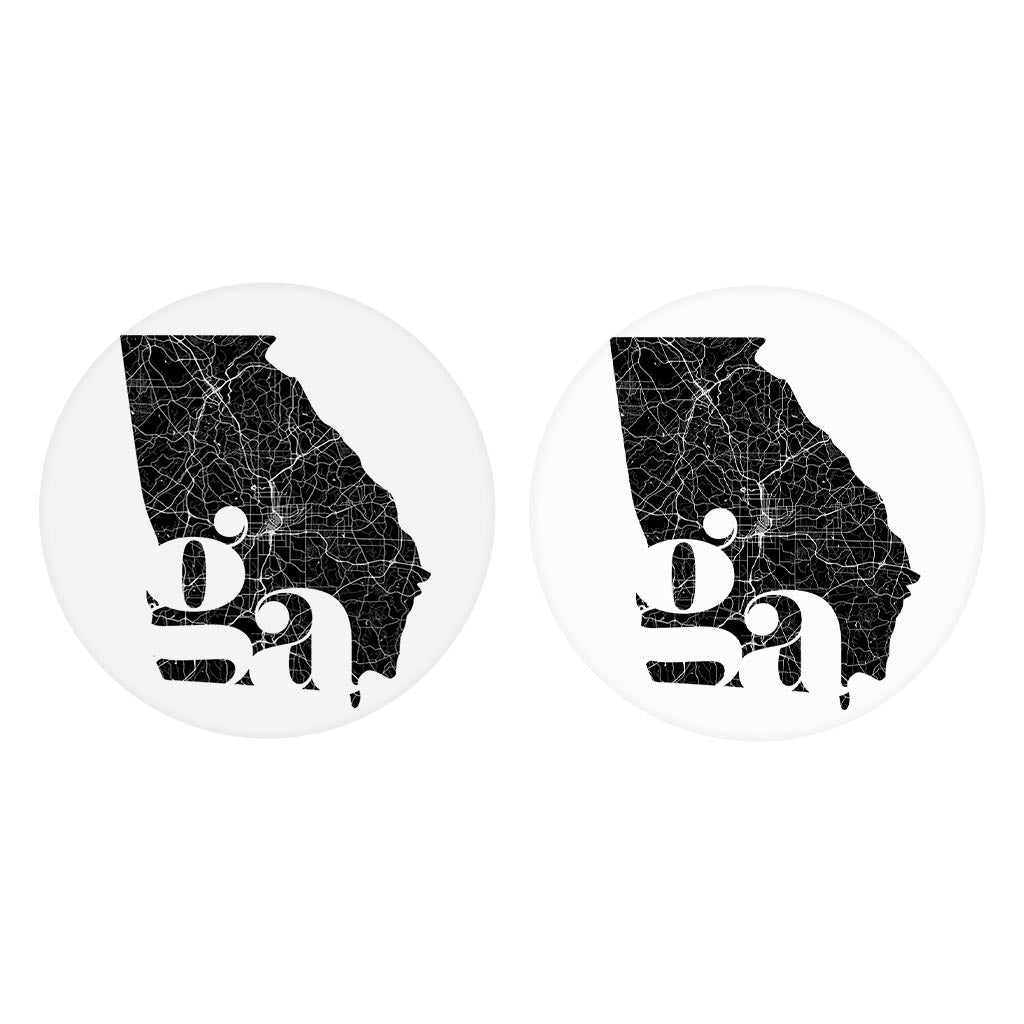 Black And White Abbreviated State Map White Georgia | Absorbent Car Coasters | Set of 2 | Min 4