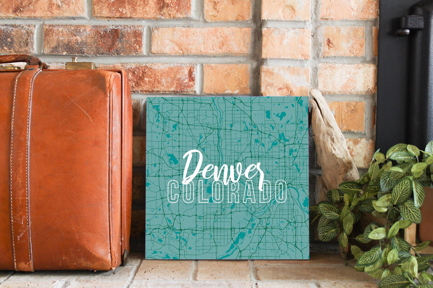 Boho Color Blue Map Colorado Denver | Wood Sign | Eaches | Min 2