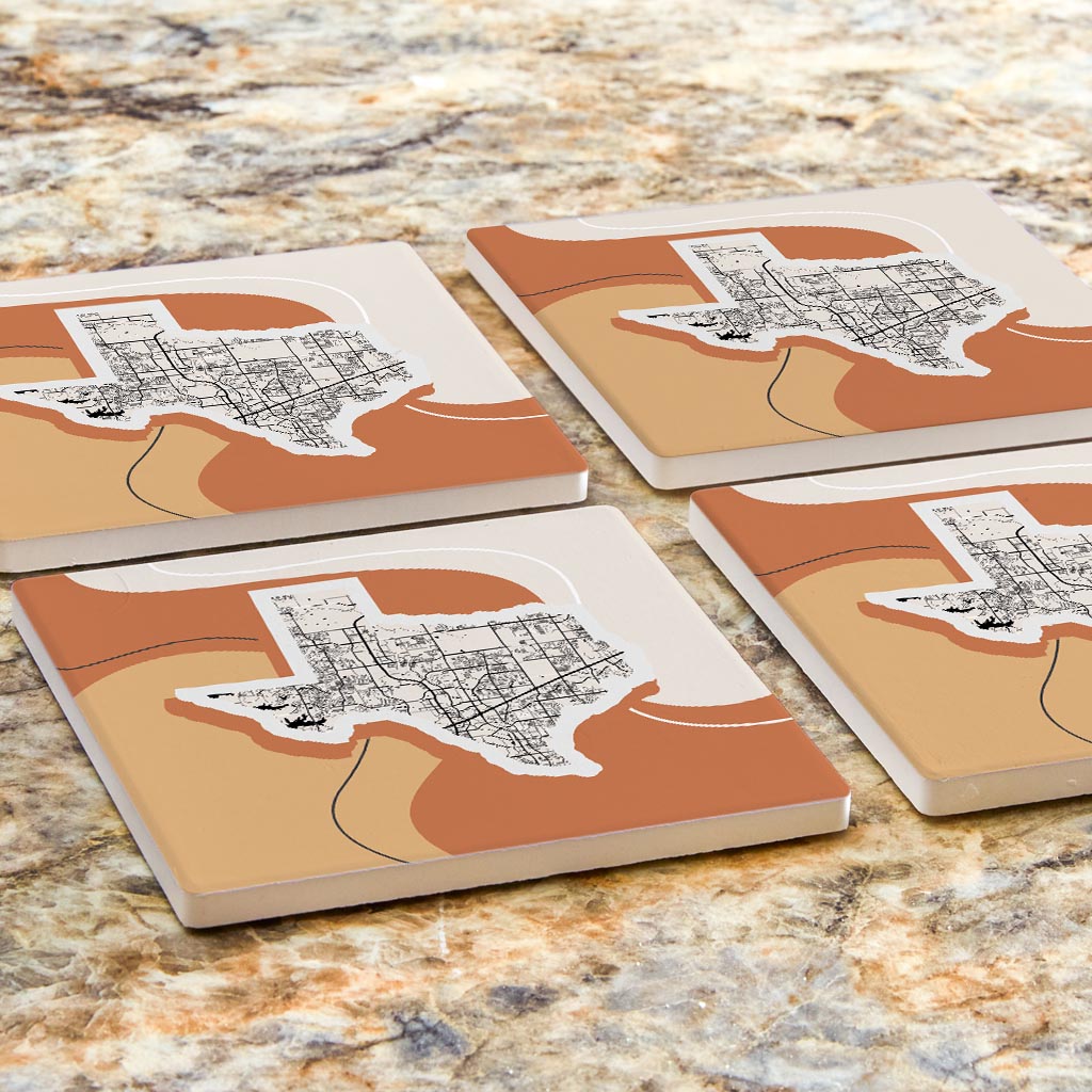 Vintage Groove Fluid Orange Map Texas Frisco