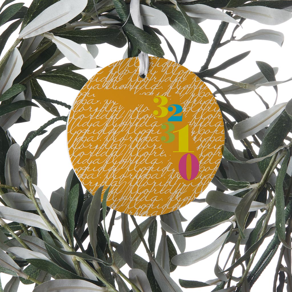 Bright Modern State Script Orange Florida Tallahassee | Wood Ornament | Eaches | Min 6