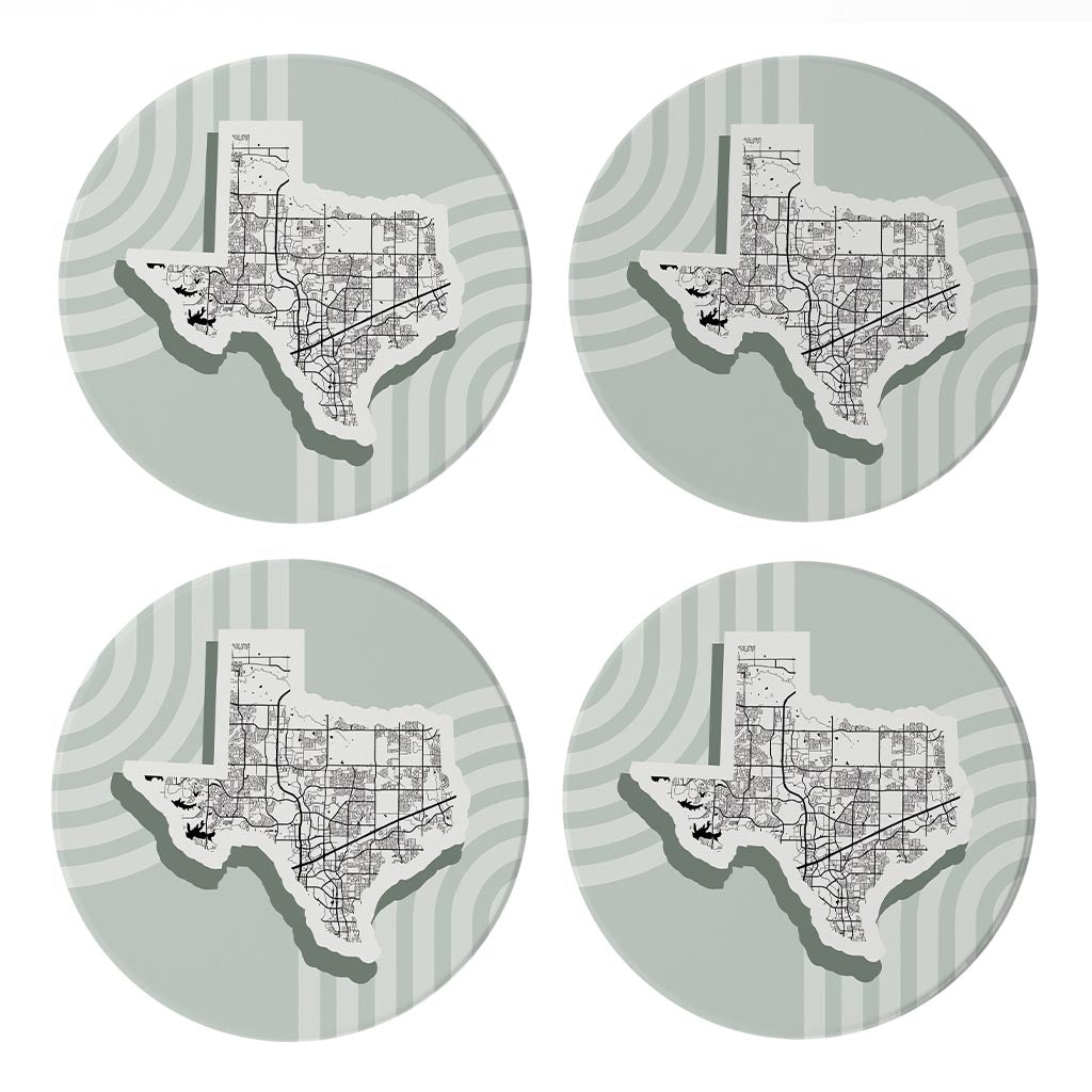 Vintage Groove Light Green Lines Map Texas Frisco