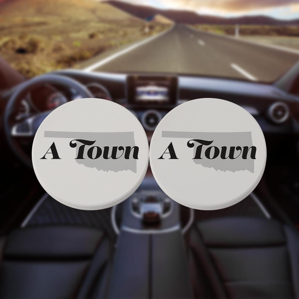 Minimalistic B&W Ardmore Ok A Town White| Absorbent Car Coasters | Set of 2 | Min 4