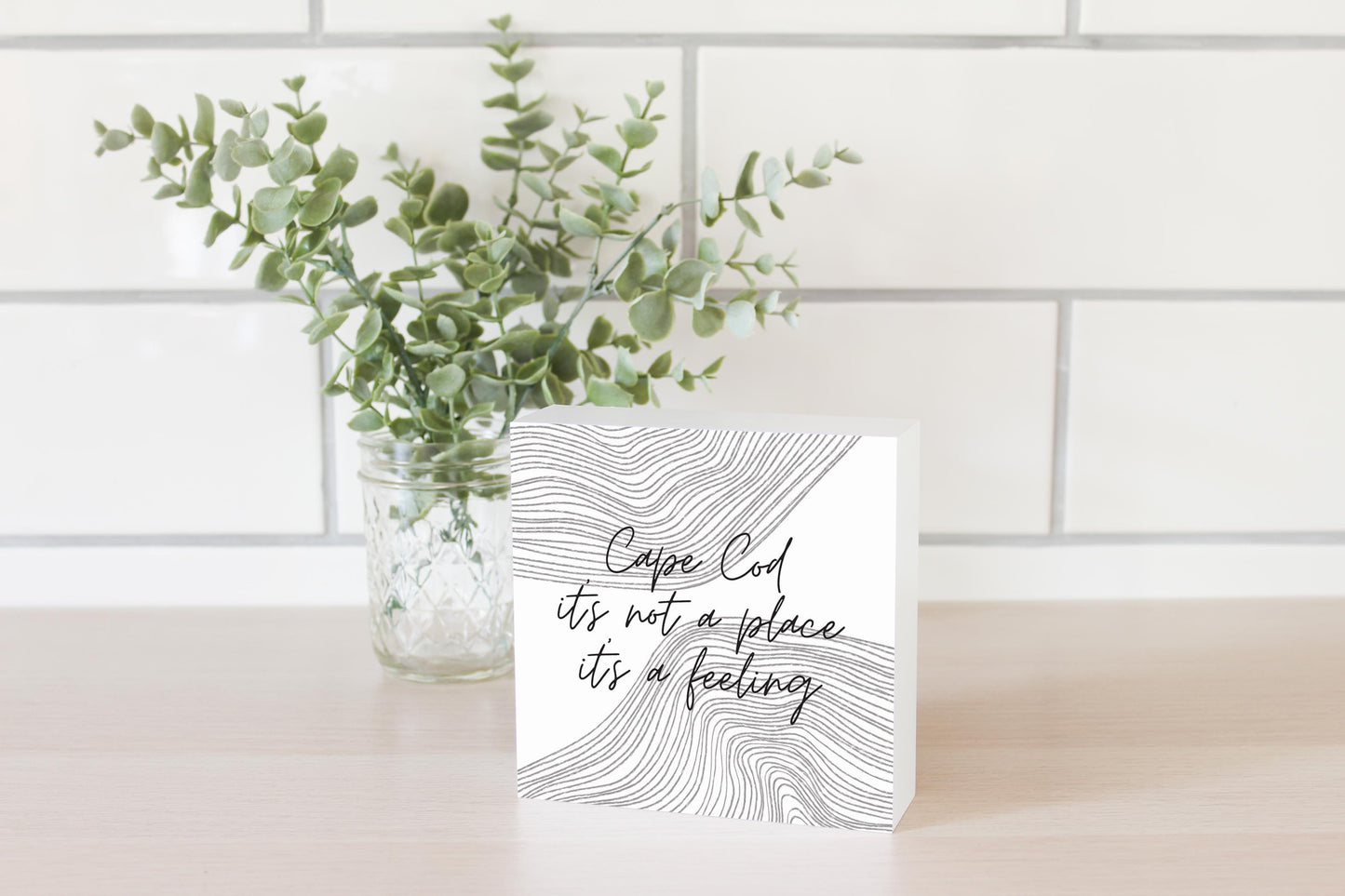 Minimalistic B&W Cape Cod A Feeling| Wood Block | Eaches | Min 4