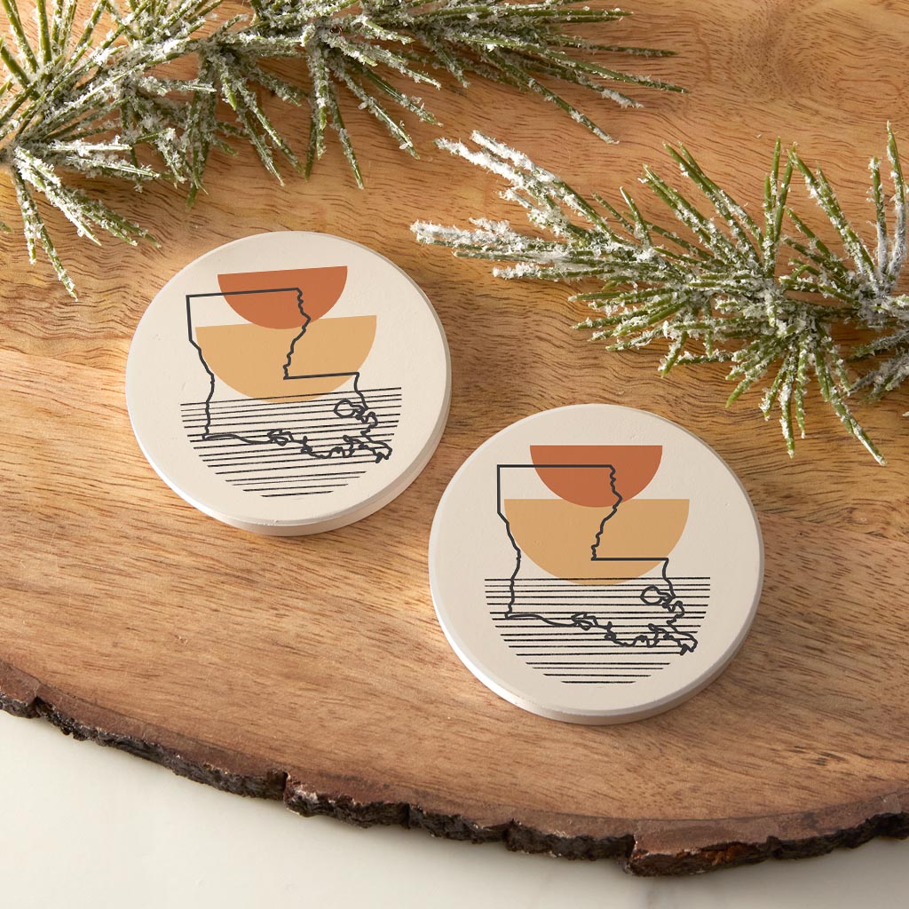 Vintage Groove Shape Stack Louisiana | Absorbent Car Coasters | Set of 2 | Min 4