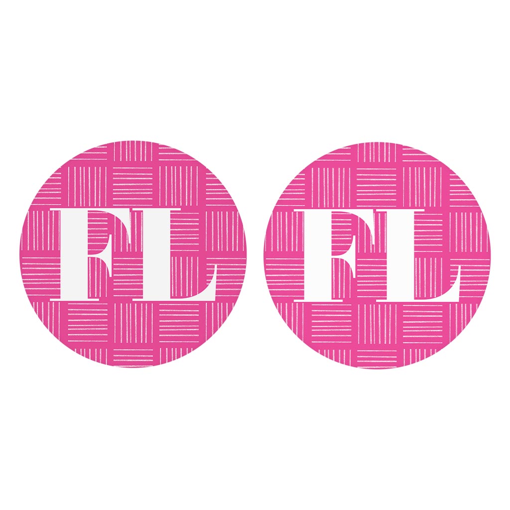 Bright Modern Abbreviated On Pink Florida | Absorbent Car Coasters | Set of 2 | Min 4
