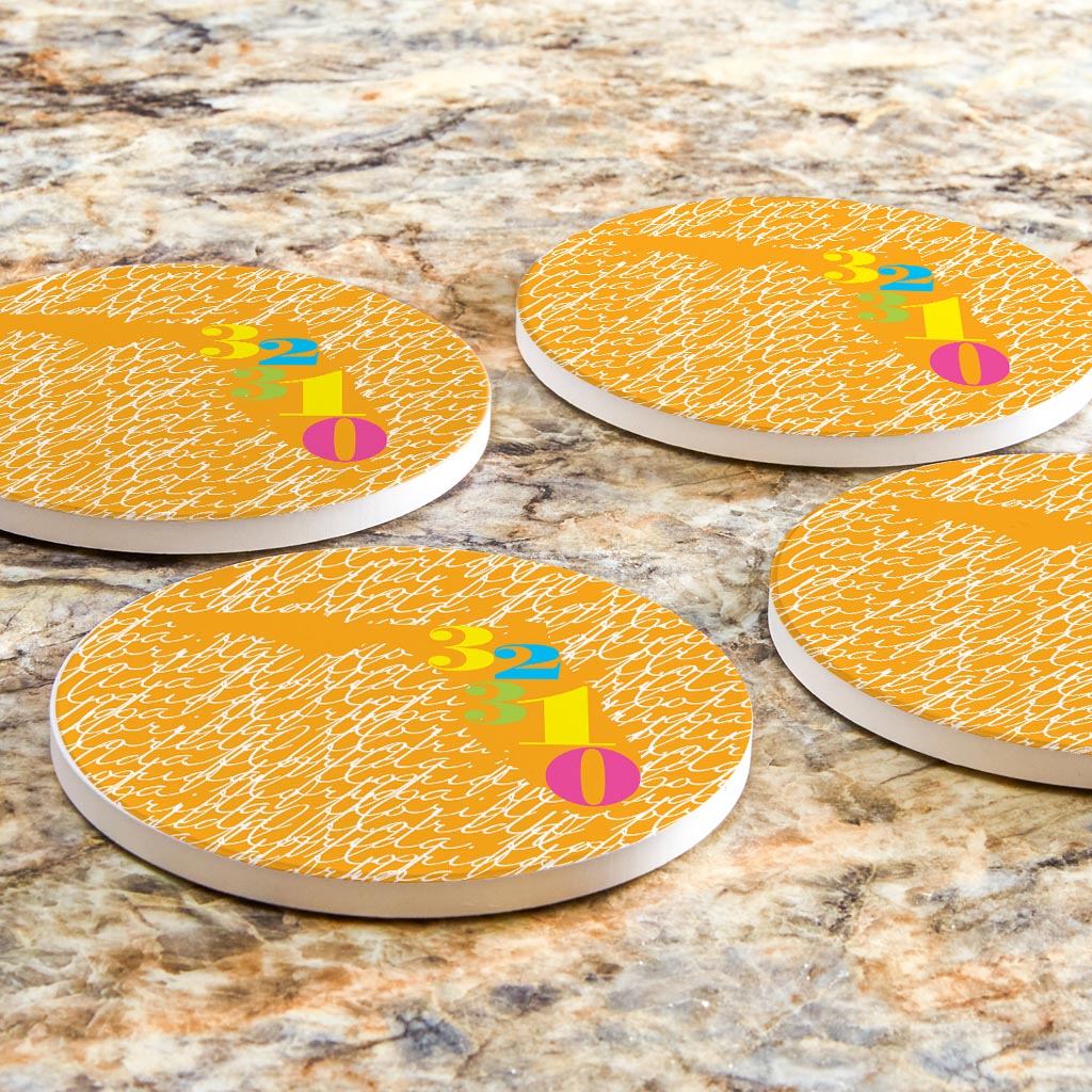 Bright Modern State Script Orange Florida Tallahassee | Absorbent Coasters | Set of 4 | Min 2