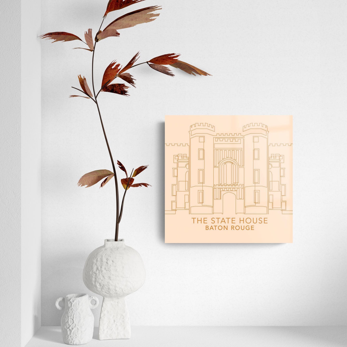 Minimalistic Baton Rouge State House Colorful | Hi-Def Glass Art | Eaches | Min 2
