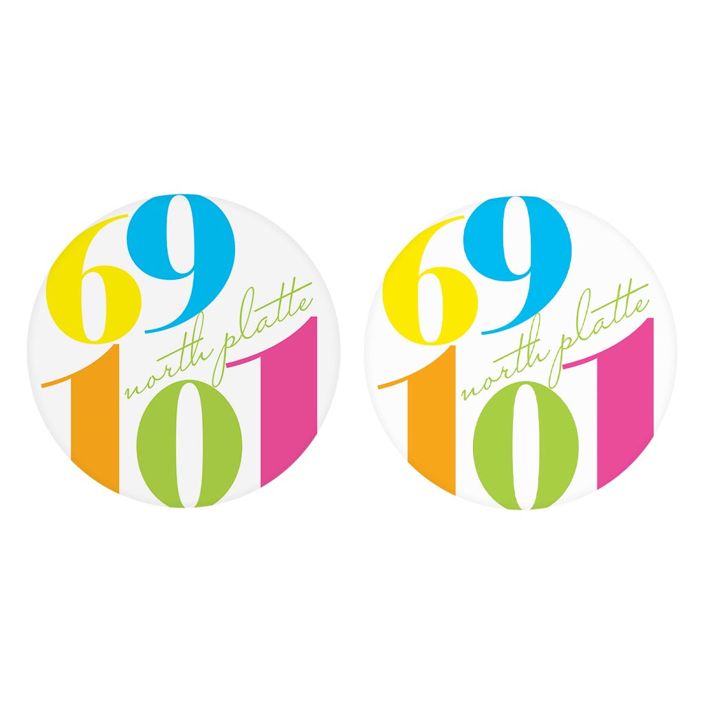 Bright Modern Color Block City Zip Nebraska North Platte | Absorbent Car Coasters | Set of 2 | Min 4