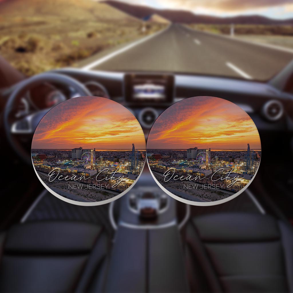 Playland Sunset Car Coaster | Absorbent Car Coasters | Set of 2 | Min 4