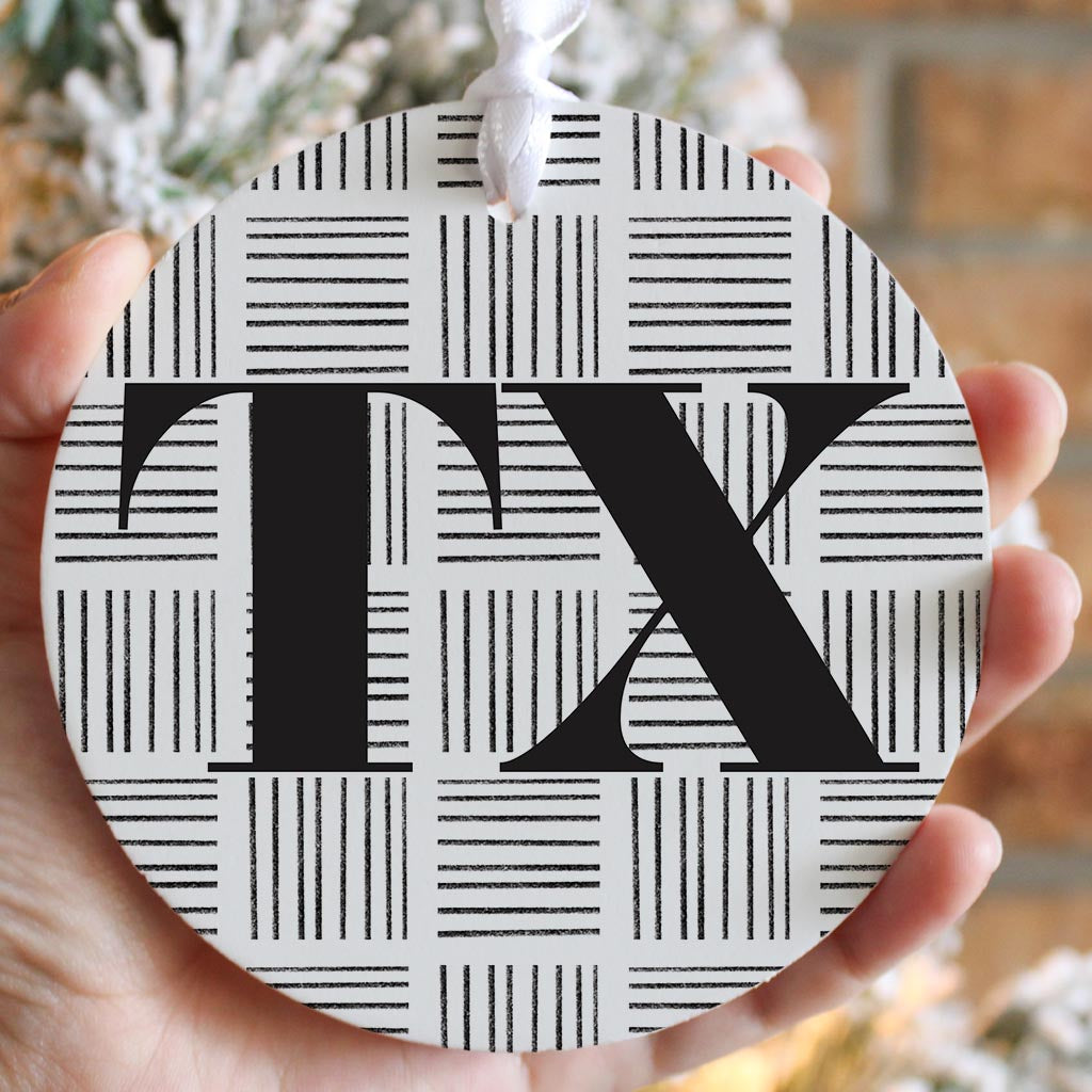 Black And White Abbreviated On White Texas | Wood Ornament | Eaches | Min 6