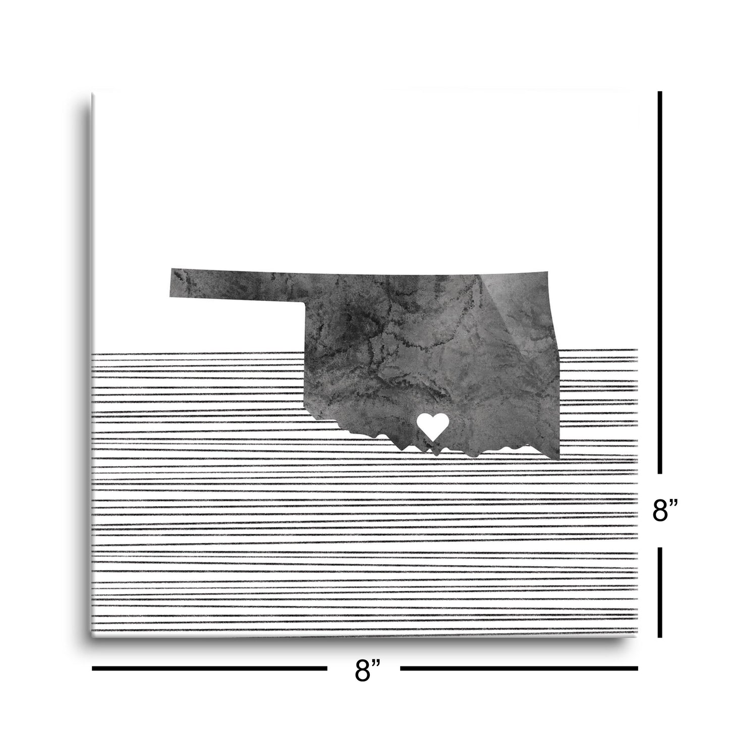 Minimalistic B&W Ardmore Ok Heart Straight State | Hi-Def Glass Art | Eaches | Min 2