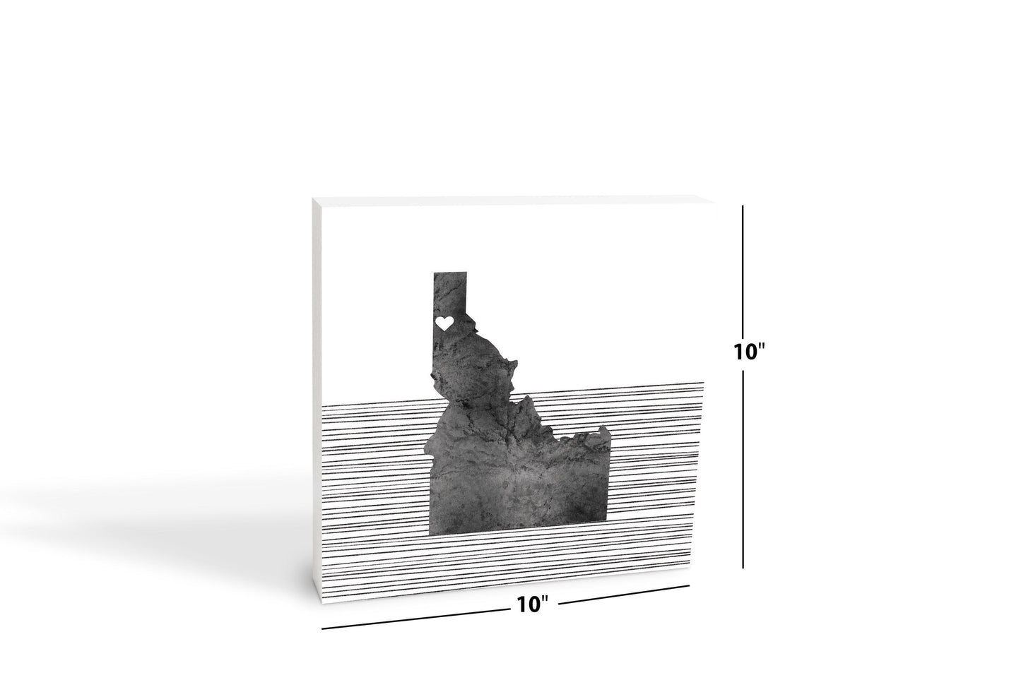 Minimalist B&W Idaho Coeur Dalene Heart Straight Lines | Wood Block | Eaches | Min 2