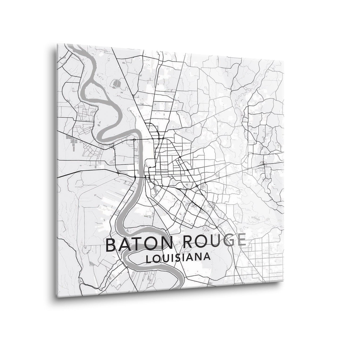 Minimalistic Baton Rouge White Map | Hi-Def Glass Art | Eaches | Min 1