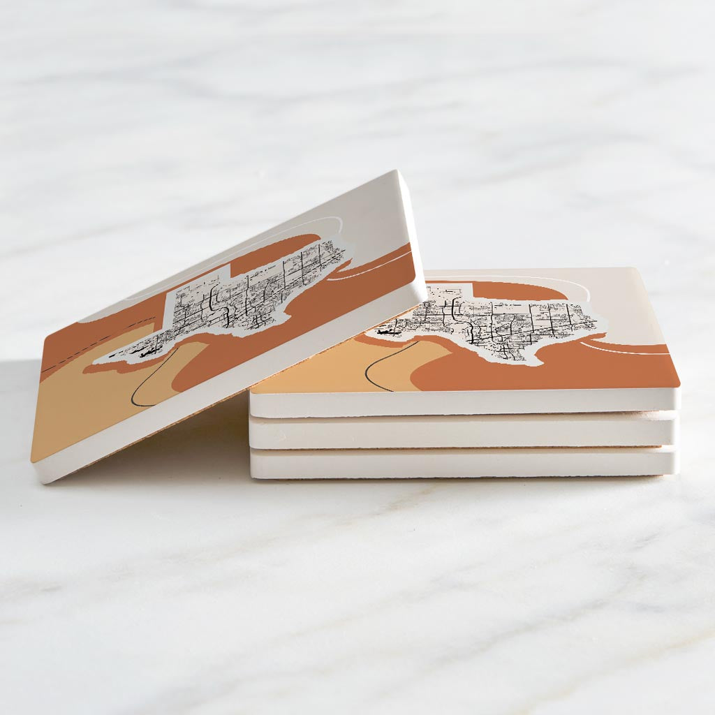 Vintage Groove Fluid Orange Map Texas Frisco