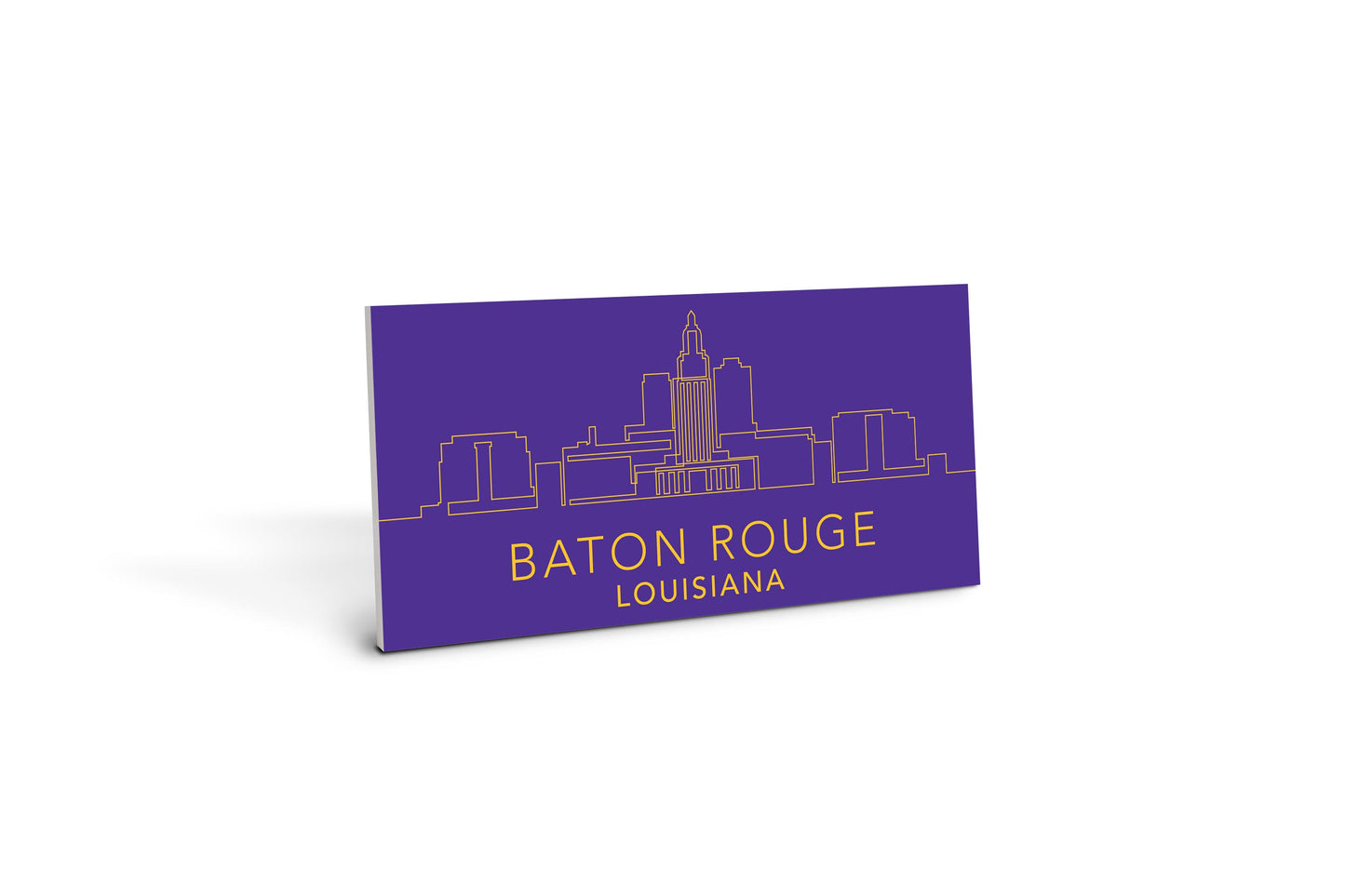 Minimalistic Purple And Gold Baton Rouge Skyline| Wood Sign | Eaches | Min 4