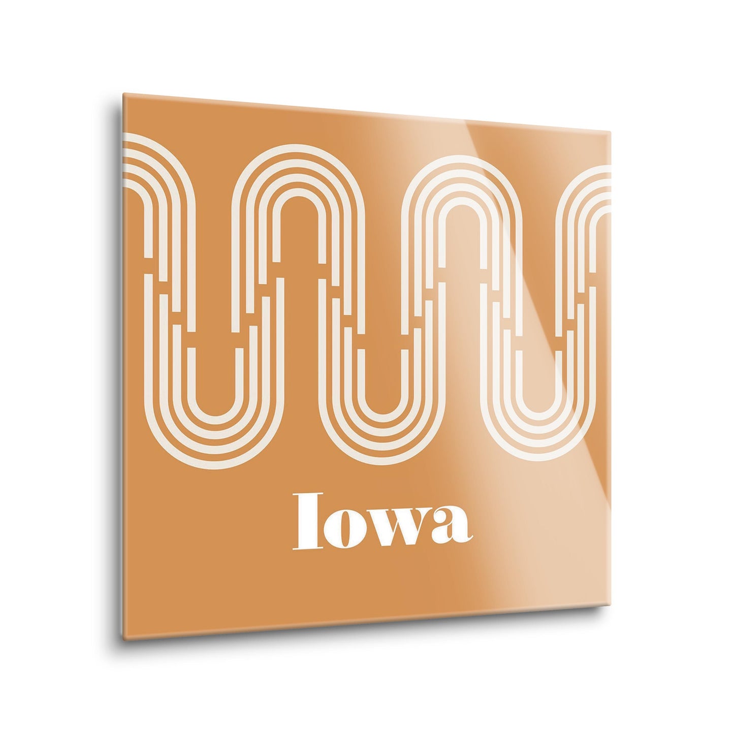 Vintage Groove Yellow Wave Lines Iowa | Hi-Def Glass Art | Eaches | Min 2