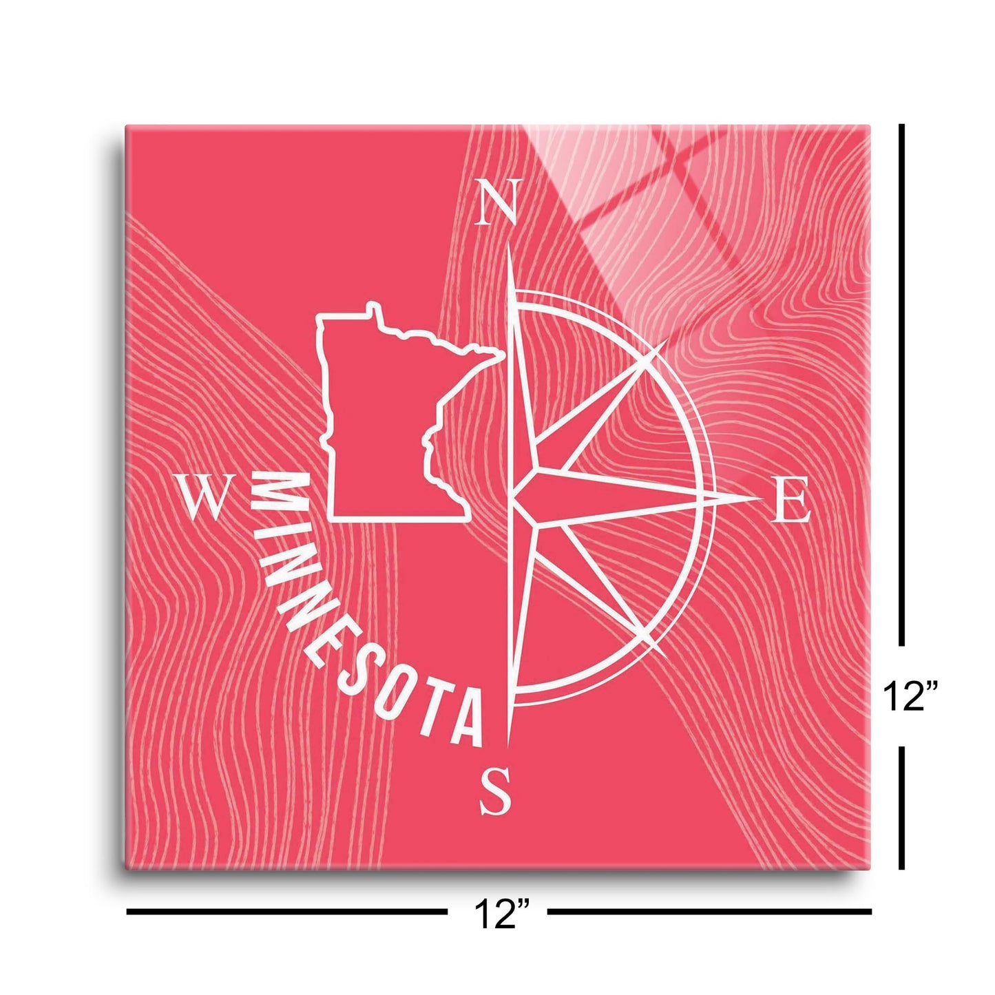 Boho Color Compass State On Pink Minnesota | Hi-Def Glass Art | Eaches | Min 1