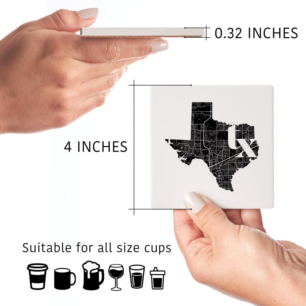 Black and White Abbreviated State Map White Texas