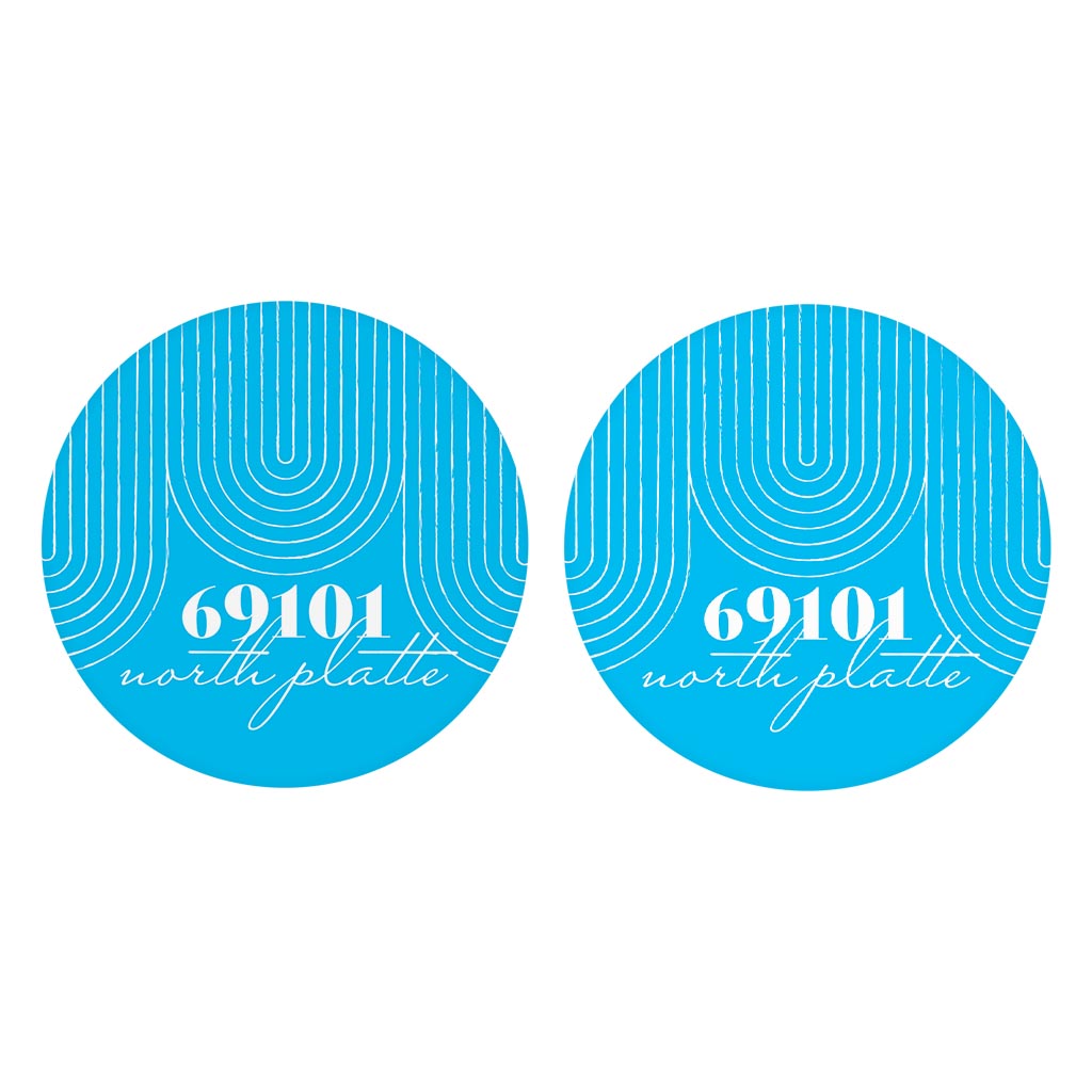 Bright Modern City Zip On Teal Nebraska North Platte | Absorbent Car Coasters | Set of 2 | Min 4