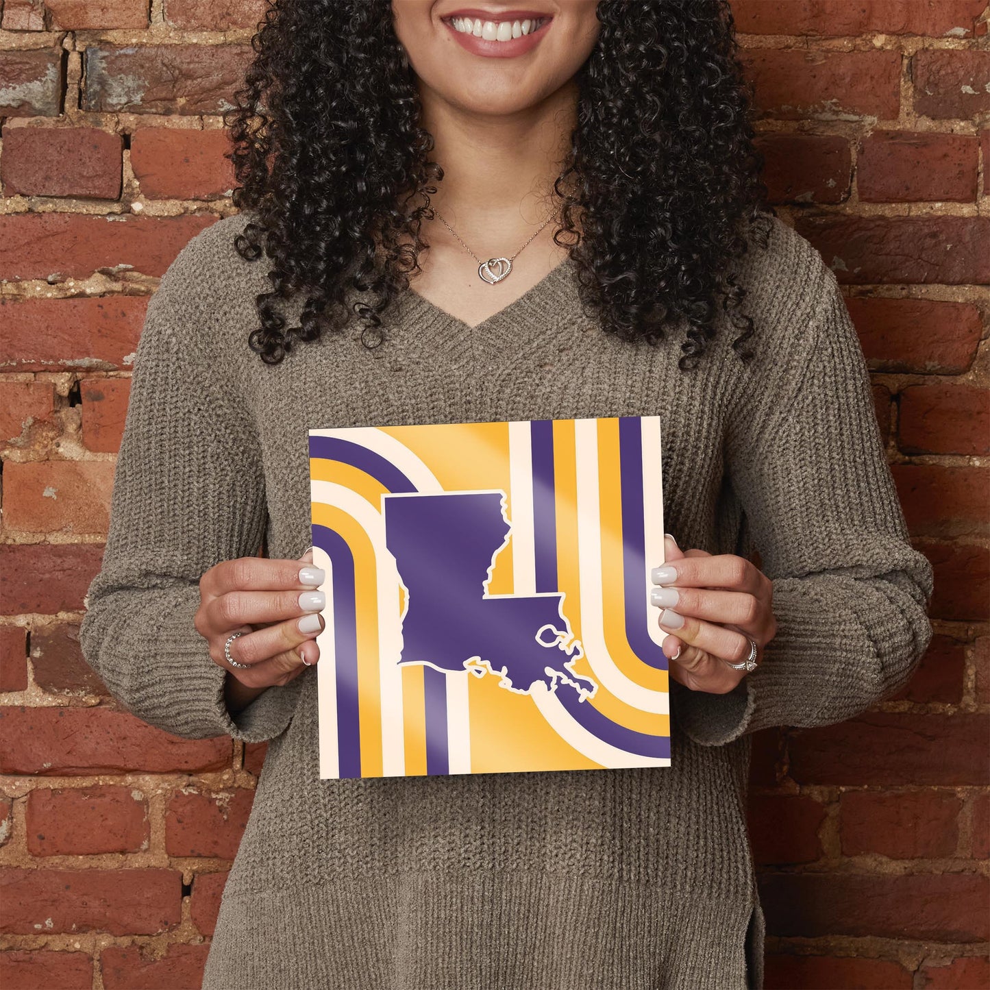 Purple Gold Louisiana Retro State Shape | Hi-Def Glass Art | Eaches | Min 2