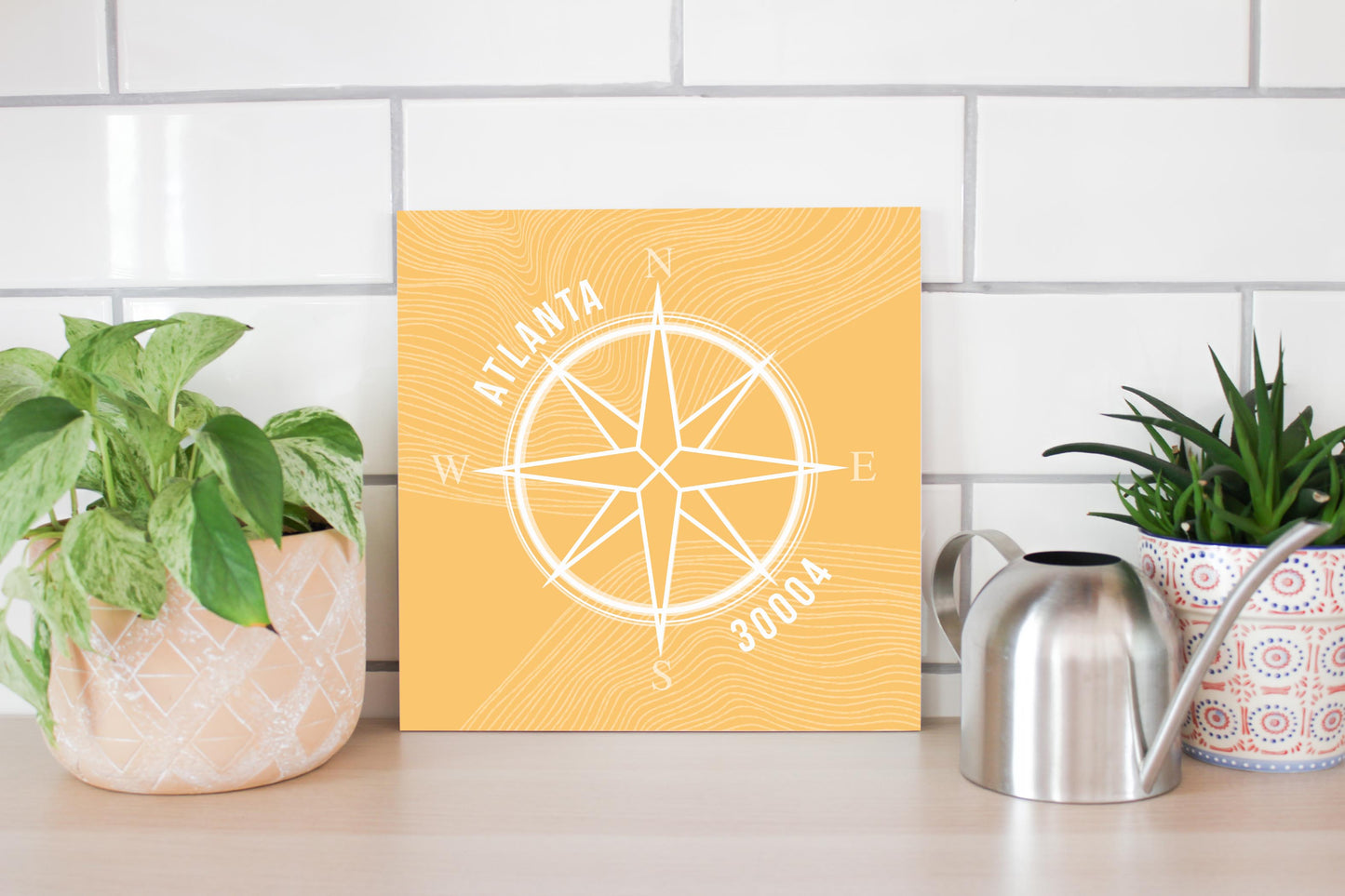 Boho Color Compass Zip On Yellow Georgia Atlanta | Wood Sign | Eaches | Min 2