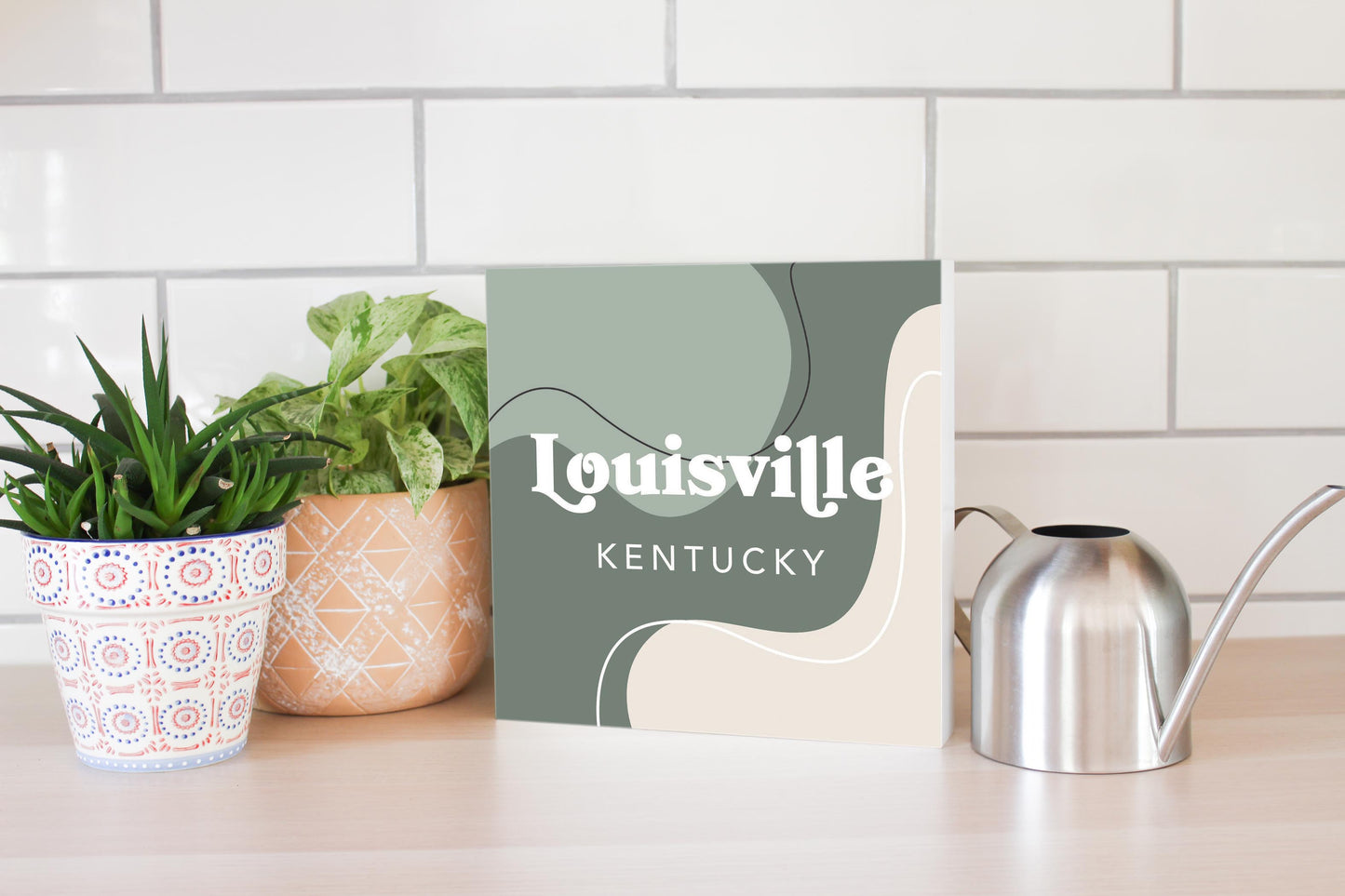 Vintage Groove Fluid Green Kentucky Louisville | Wood Block | Eaches | Min 2