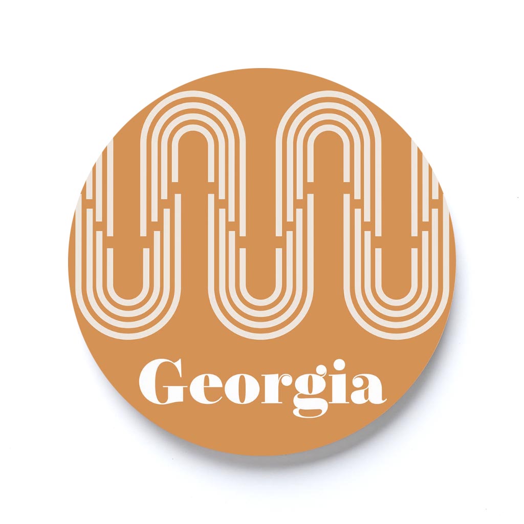 Vintage Groove Yellow Wave Lines Georgia | 2.65x2.65