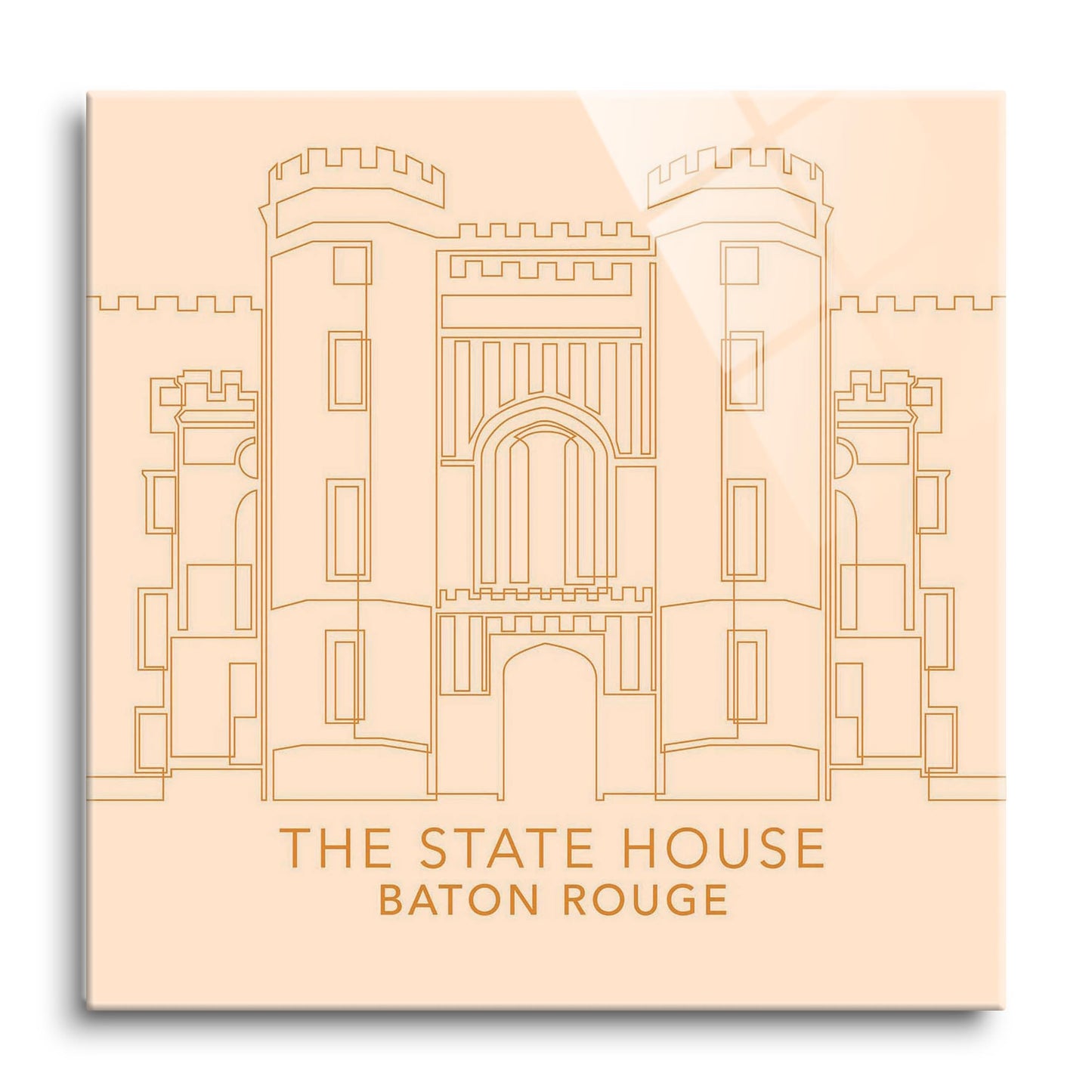 Minimalistic Baton Rouge State House Colorful | Hi-Def Glass Art | Eaches | Min 1