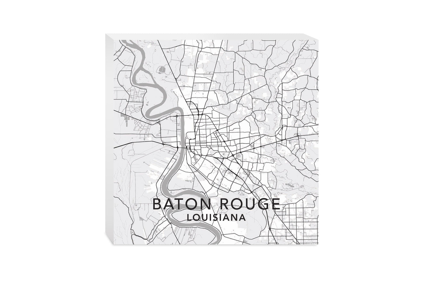 Minimalistic Baton Rouge White Map | Wood Block | Eaches | Min 2