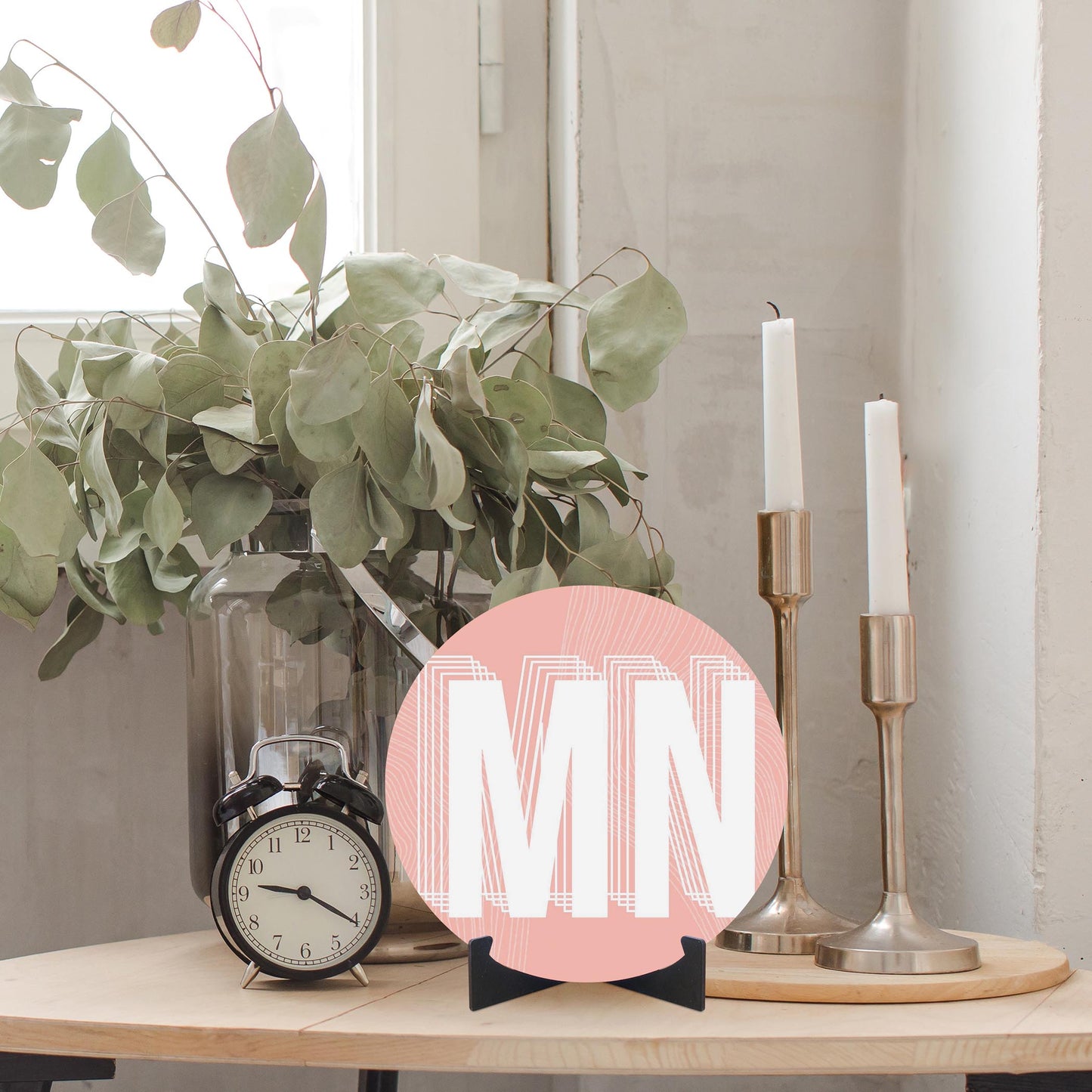 Boho Color Abbreviated On Pink Minnesota | Wood Sign | Eaches | Min 1