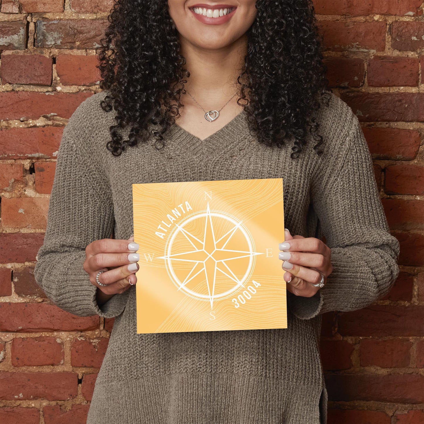 Boho Color Compass Zip On Yellow Georgia Atlanta | Hi-Def Glass Art | Eaches | Min 2