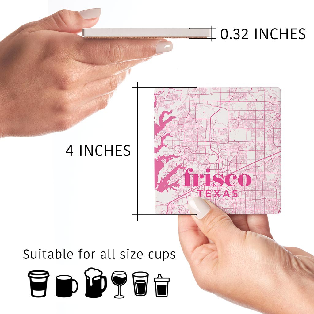 Bright Modern Pink Map Texas Frisco