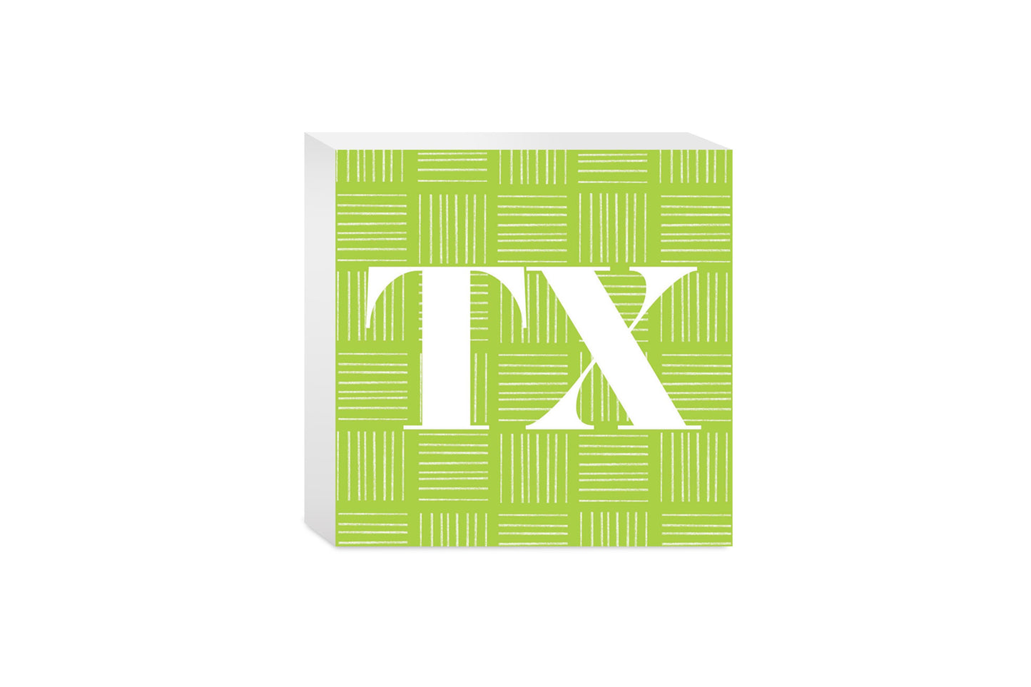 Bright Modern Abbreviated On Green Texas | Wood Block | Eaches | Min 4