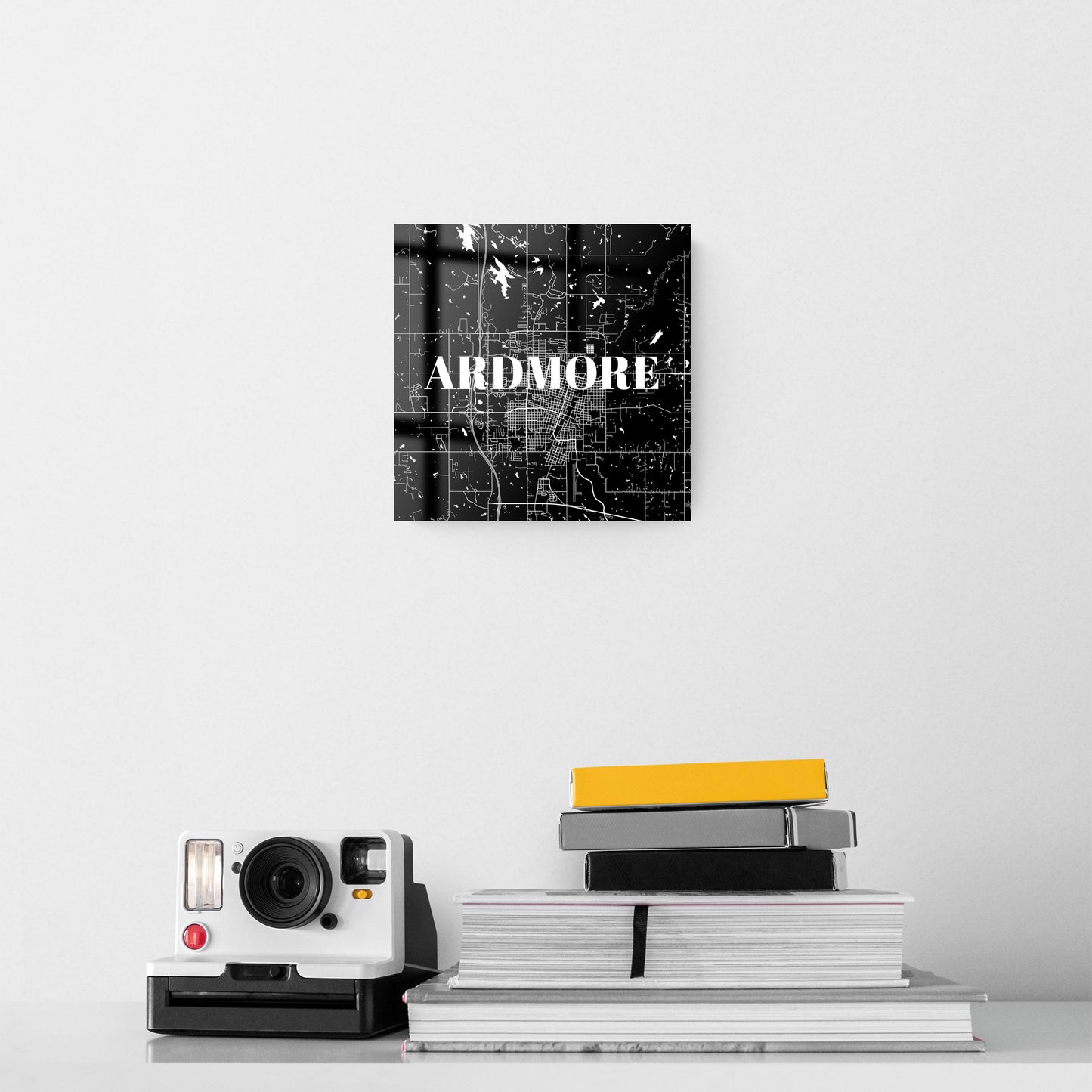 Minimalistic B&W Ardmore Ok Map | Hi-Def Glass Art | Eaches | Min 2