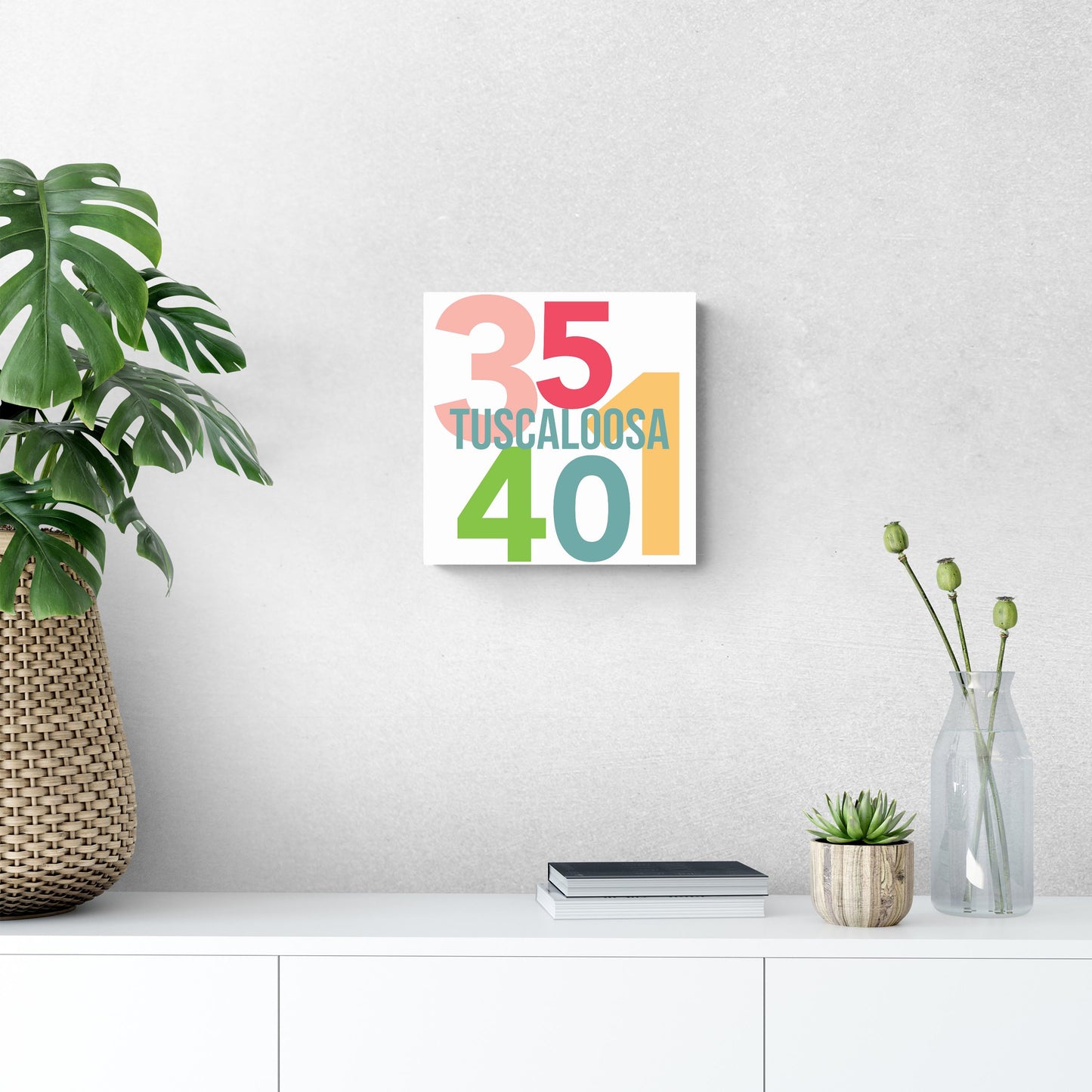 Boho Color Color Block City Zip Alabama Tuscaloosa | Wood Sign | Eaches | Min 2
