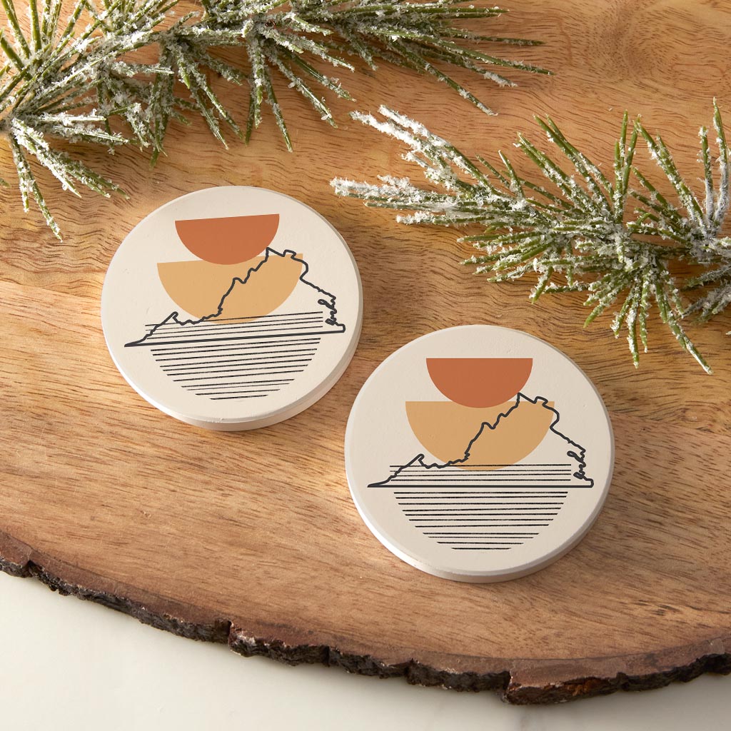 Vintage Groove Shape Stack Virginia| Absorbent Car Coasters | Set of 2 | Min 4