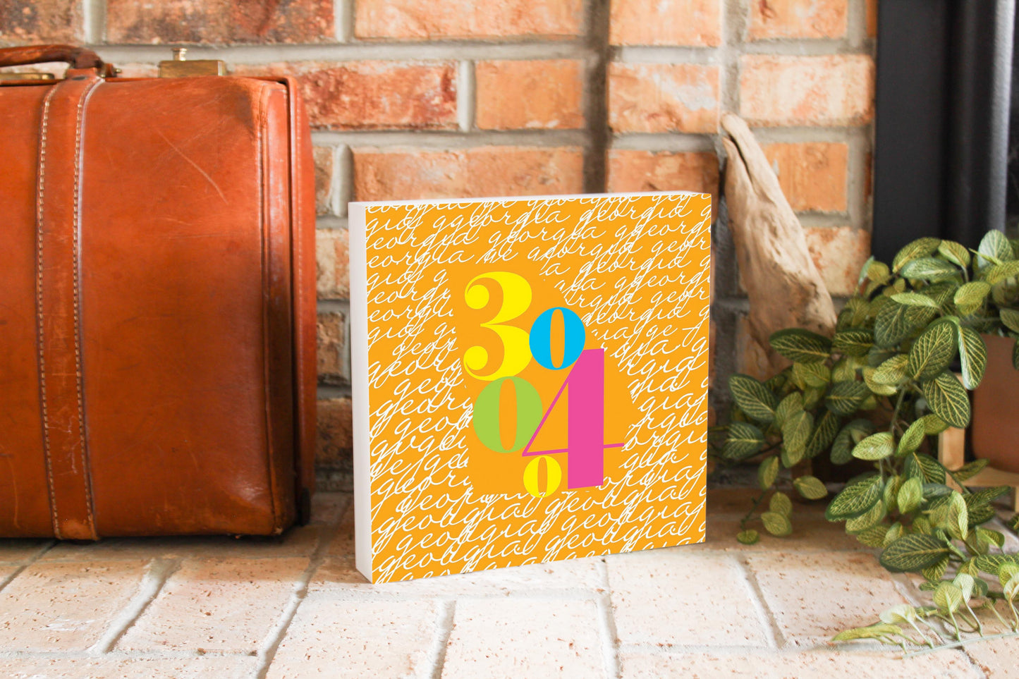 Bright Modern State Script Orange Georgia Atlanta | Wood Block | Eaches | Min 2
