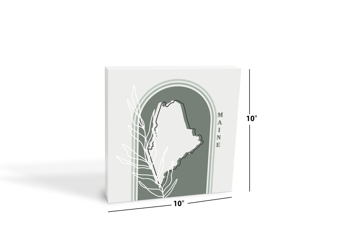 Vintage Groove State With Leaf Maine | Wood Block | Eaches | Min 2