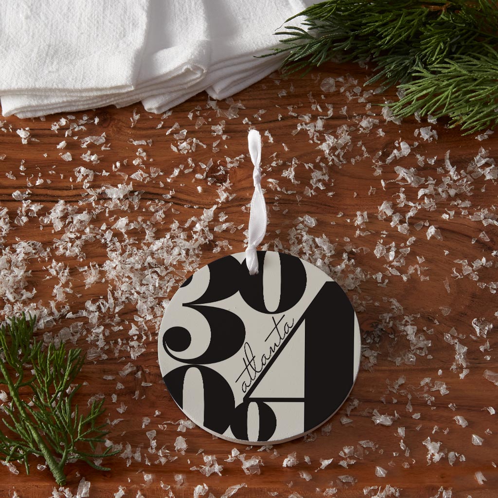 Black And White Zip Block Georgia Atlanta | Wood Ornament | Eaches | Min 6