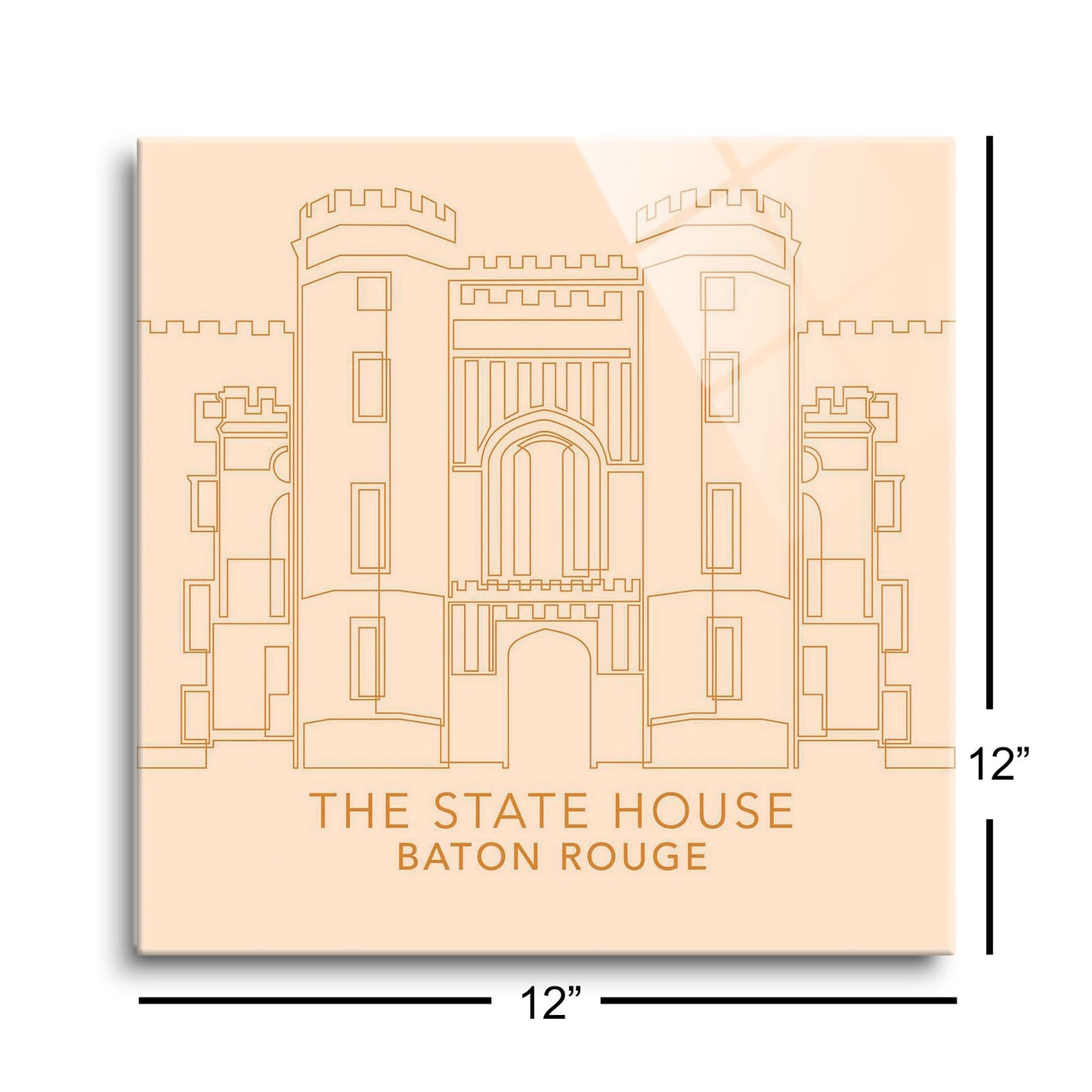 Minimalistic Baton Rouge State House Colorful | Hi-Def Glass Art | Eaches | Min 1