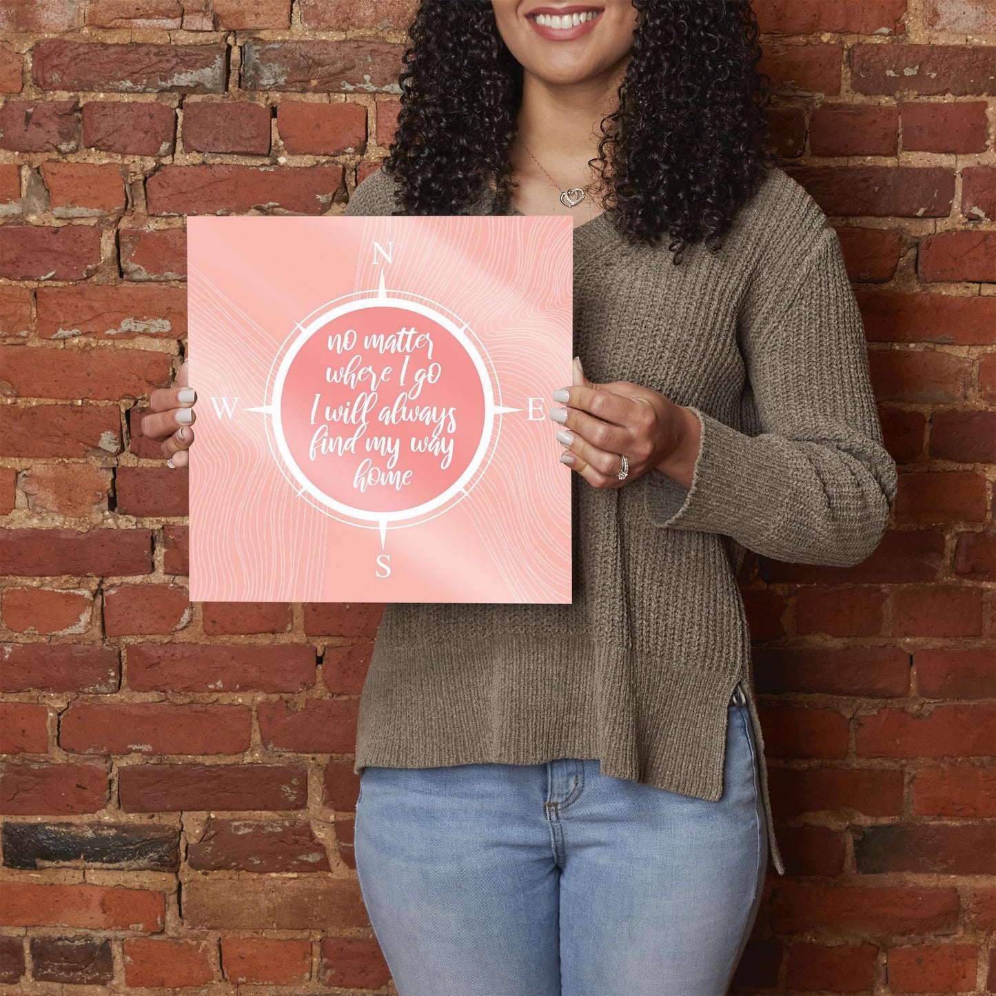 Boho Color Compass On Pink Quote | Hi-Def Glass Art | Eaches | Min 1