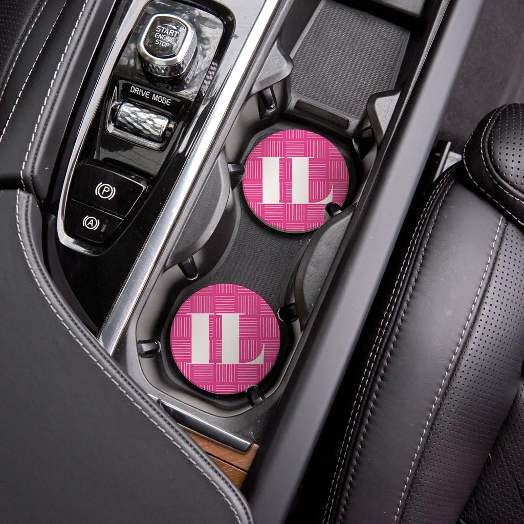 Bright Modern Abbreviated On Pink Illinois| Absorbent Car Coasters | Set of 2 | Min 4