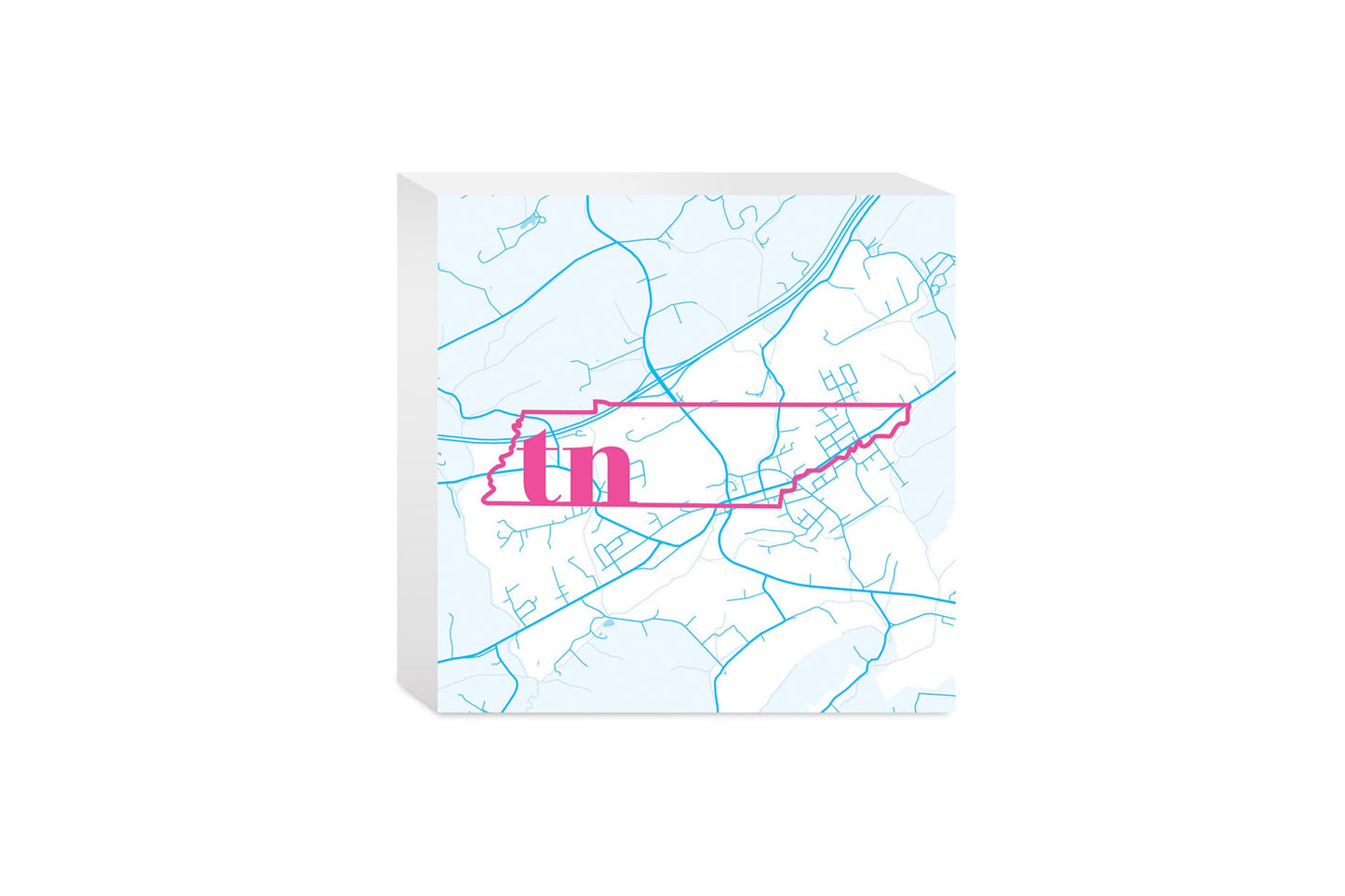 Bright Modern Abbreviated State Map Blue Tennessee Blountville | Wood Block | Eaches | Min 4