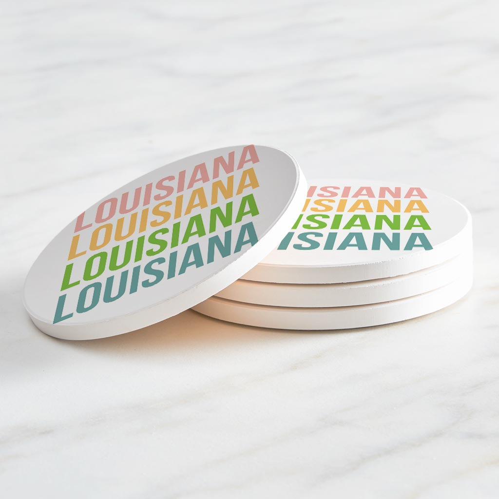 Boho Color Repeated State Name Louisiana | Absorbent Coasters | Set of 4 | Min 2