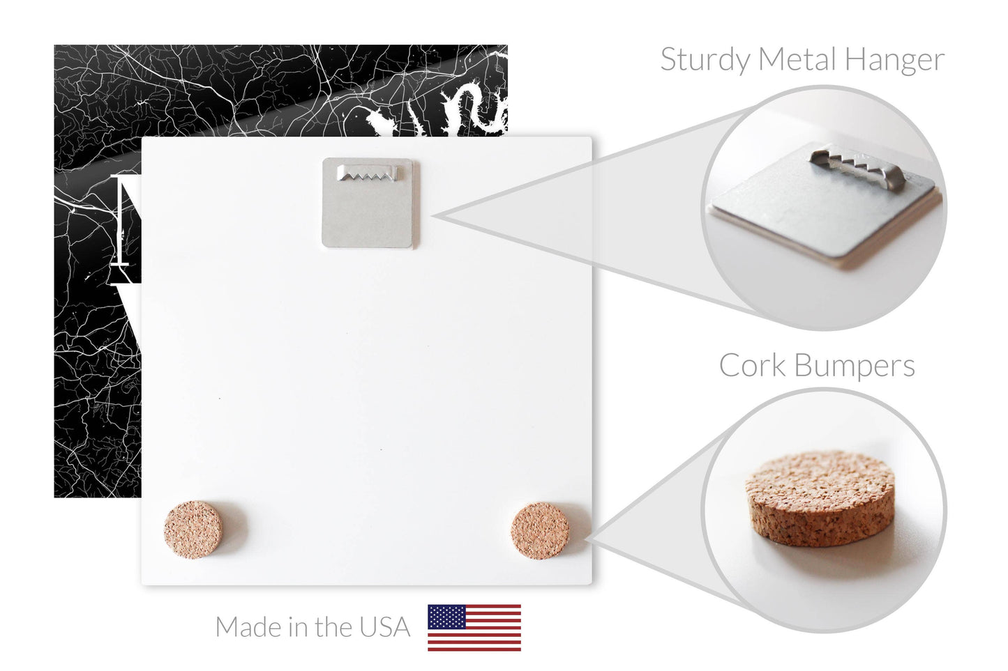 Minimalist B&W Tennessee Nashville Map 8x8 Glass Plaque